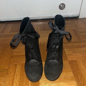 Topshop Lace Up Black Ankle Boots